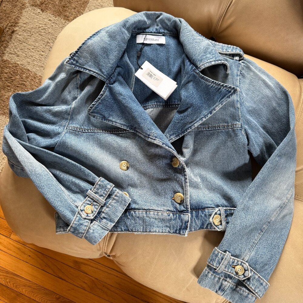 SPRWMN PARADIS CROPPED DENIM TRENCH - Picture 2 of 5